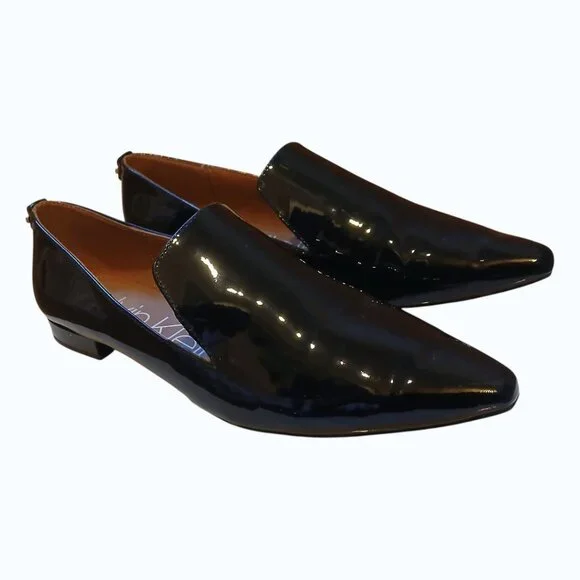 CALVIN KLEIN Elegant Black Patent Leather Loafers - Like New - Picture 4 of 12